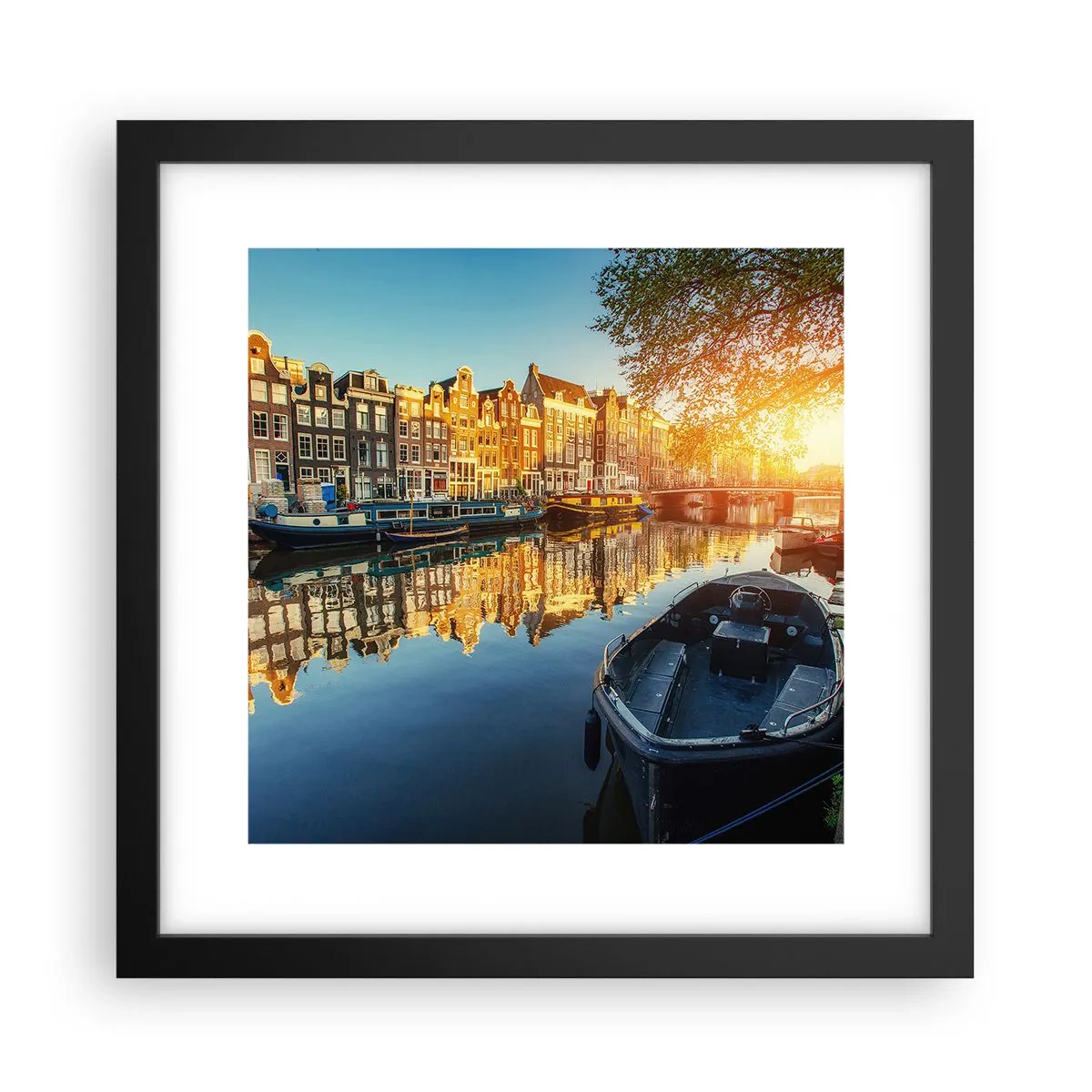 Poster in einem schwarzem Rahmen - Morgen in Amsterdam - 30x30 cm