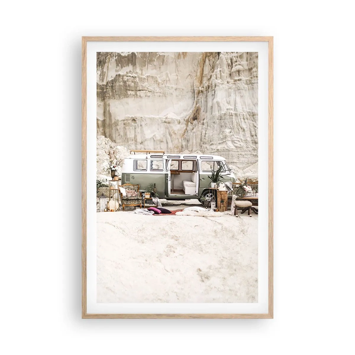 Poster in einem Rahmen aus heller Eiche - Es ist die Zeit, die Reise zu beginnen - 61x91 cm