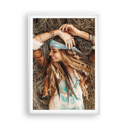 Poster in einem weißen Rahmen - Auf dem Weg in den Sommer der Liebe - 70x100 cm