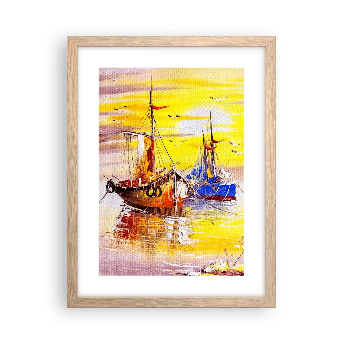 Poster in einem Rahmen aus heller Eiche - Eine wohlverdiente Pause im Hafen - 30x40 cm