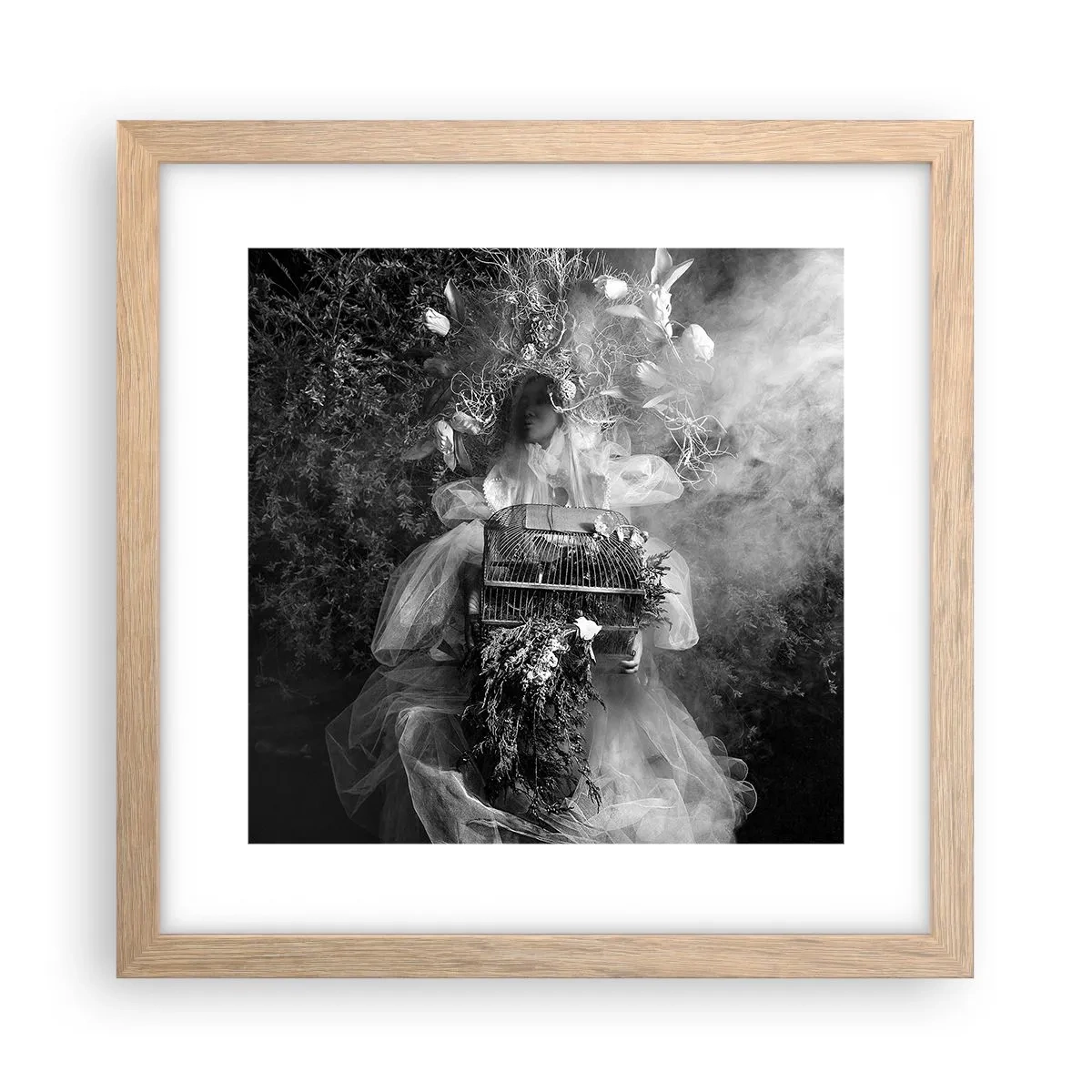 Poster in einem Rahmen aus heller Eiche - Mutter selbst - Natur - 30x30 cm