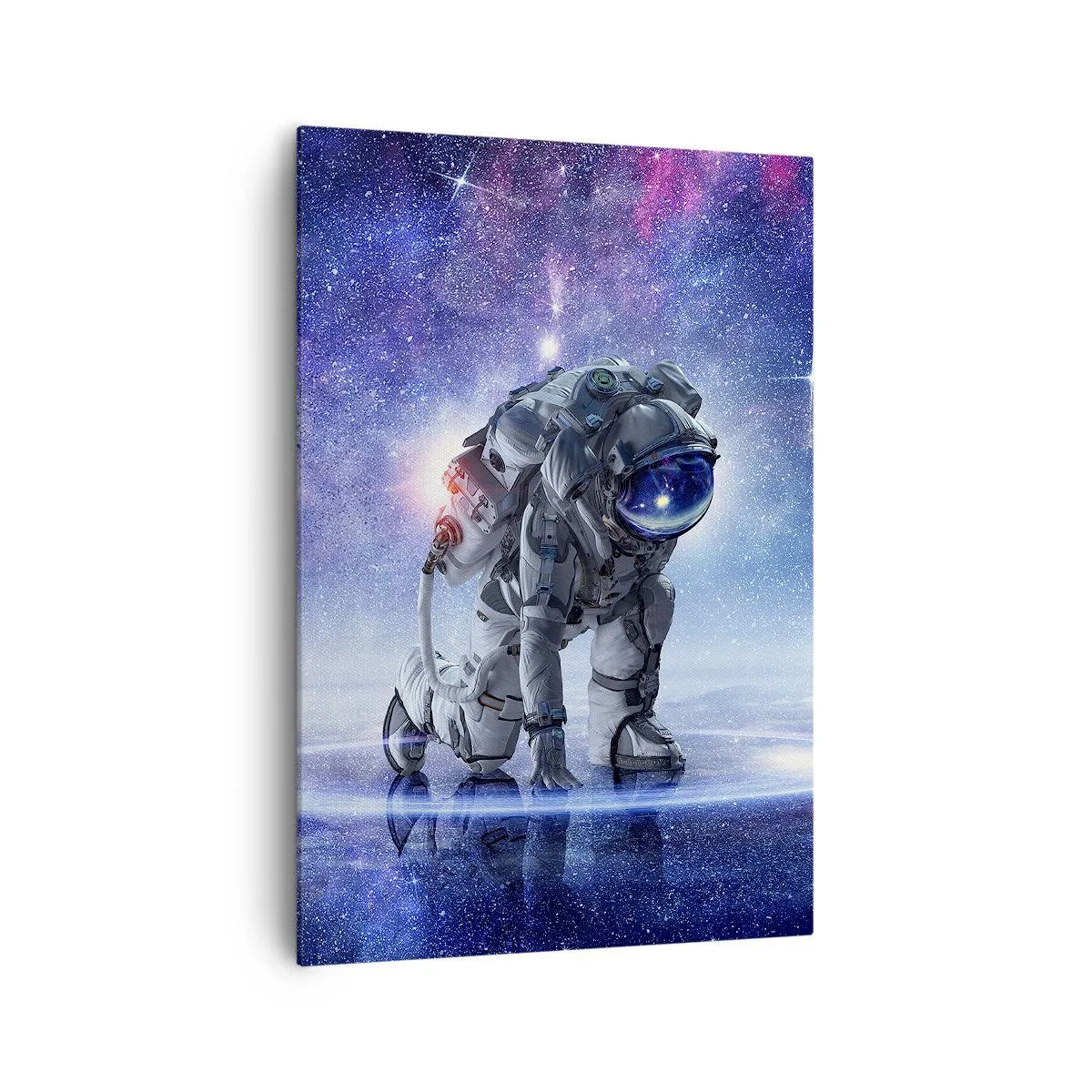 Bild auf Leinwand - Leinwandbild - Astronaut in einer galaktischen Landschaft - 70x100cm - Der Sternenhimmel über mir - Moderne Wanddekoration für Wohnzimmer und Schlafzimmer ARTTOR