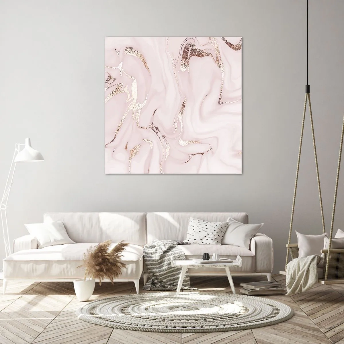 Bild auf Leinwand - Leinwandbild - In einem rosa Schal - 70x70 cm