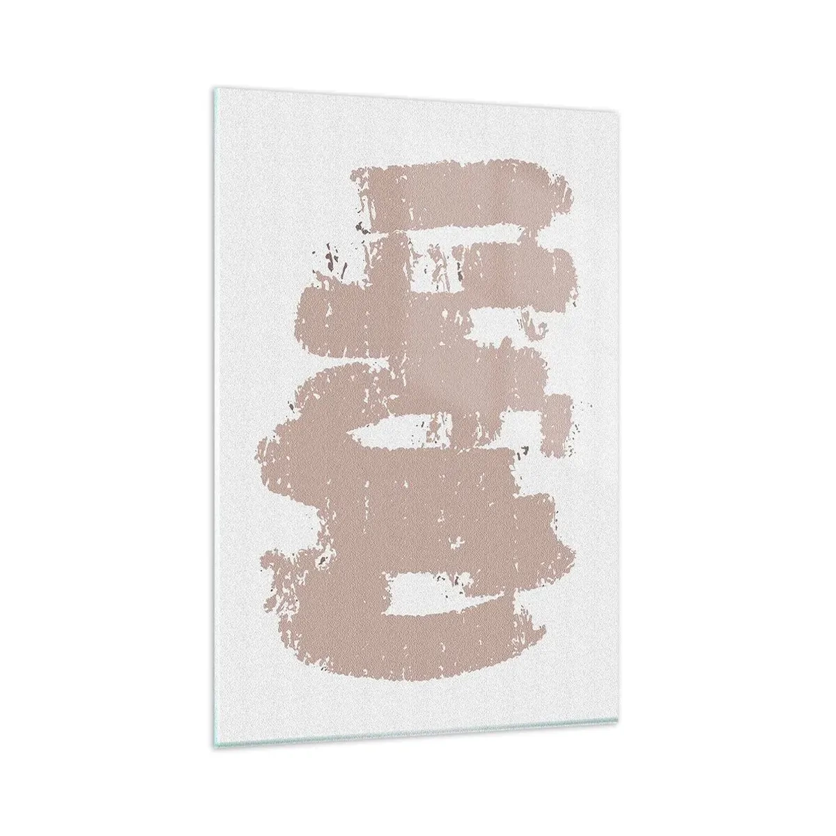 Glasbild - Bild auf glas - Zartrosa Formen auf hellem Hintergrund - 80x120cm - Abstraktion in zartem Rosa - Moderne Wanddekoration für Wohnzimmer und Schlafzimmer ARTTOR