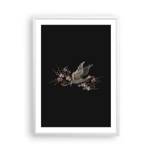 Poster in einem weißen Rahmen - Exotischer gestickter Vogel - 50x70 cm