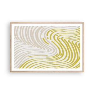 Poster in einem Rahmen aus heller Eiche - Komposition mit sanfter Biegung - 91x61 cm