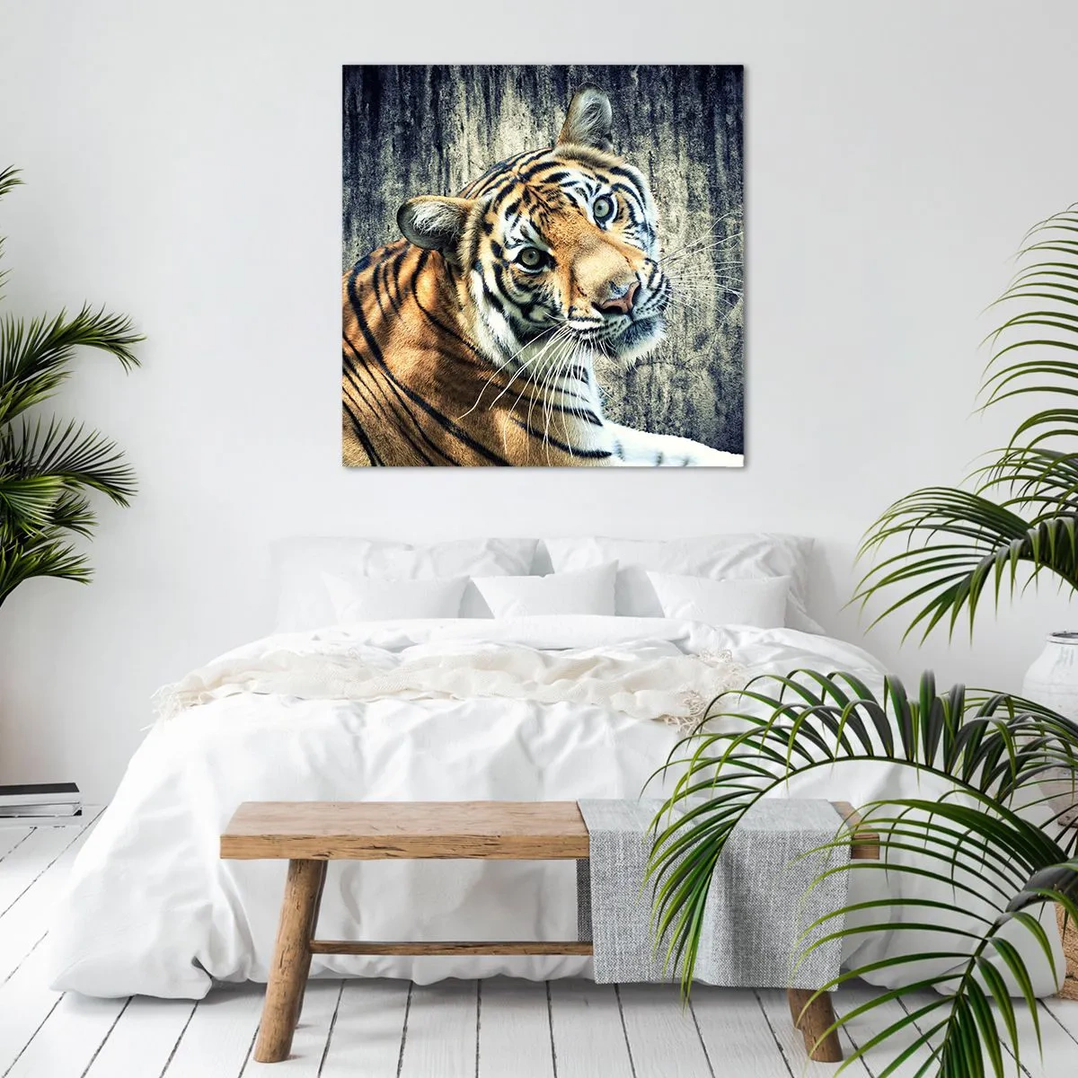 Bild auf Leinwand - Leinwandbild - Portrait in Lichtstrahlen - 60x60 cm