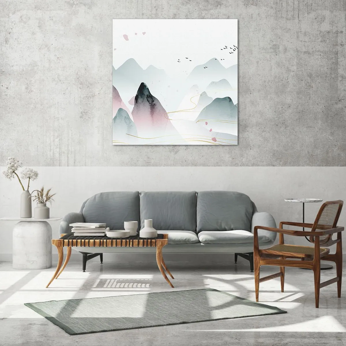 Glasbild - Bild auf glas - Über die Gipfel - 70x70 cm