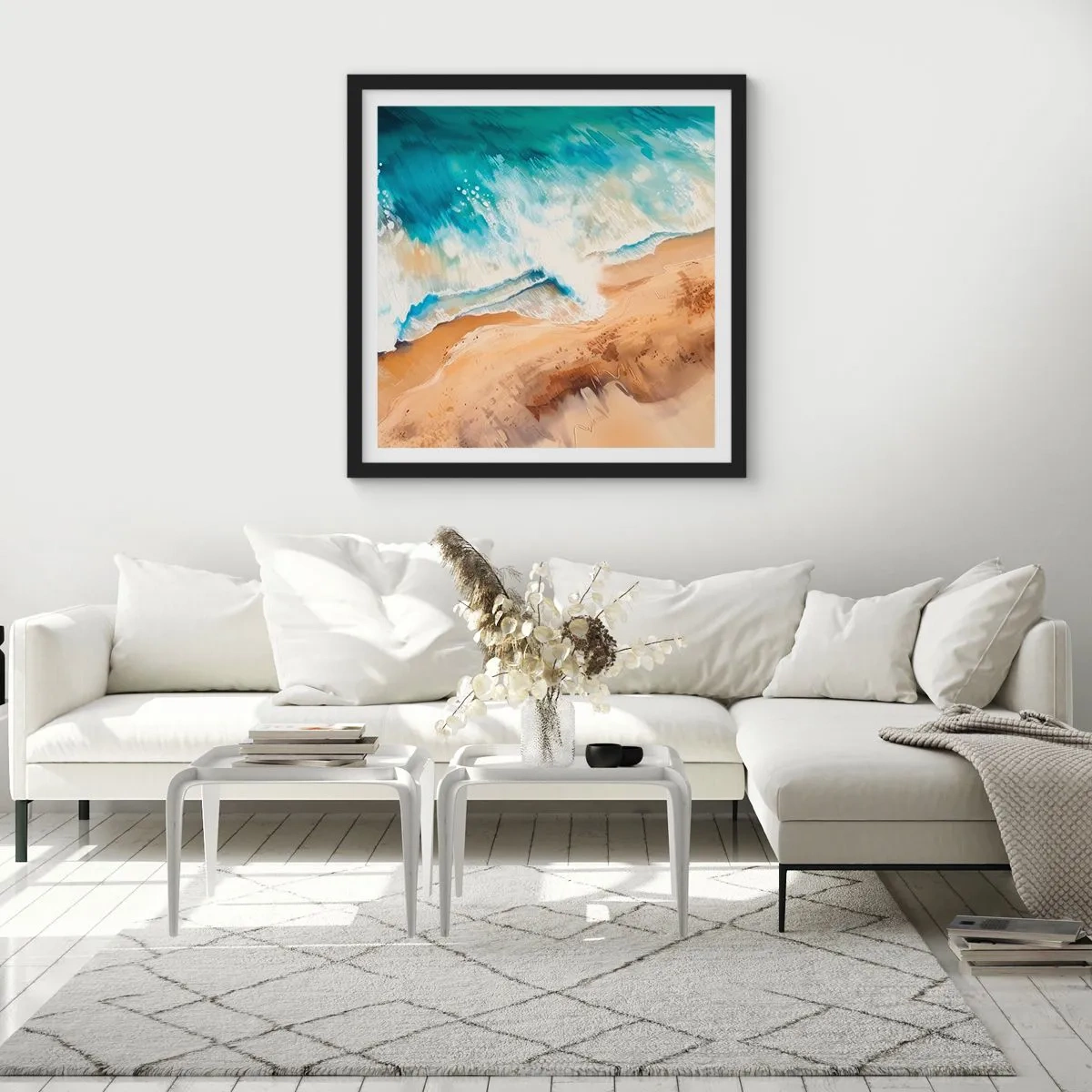 Poster in einem schwarzem Rahmen - Zurückkehrende Welle - 60x60 cm