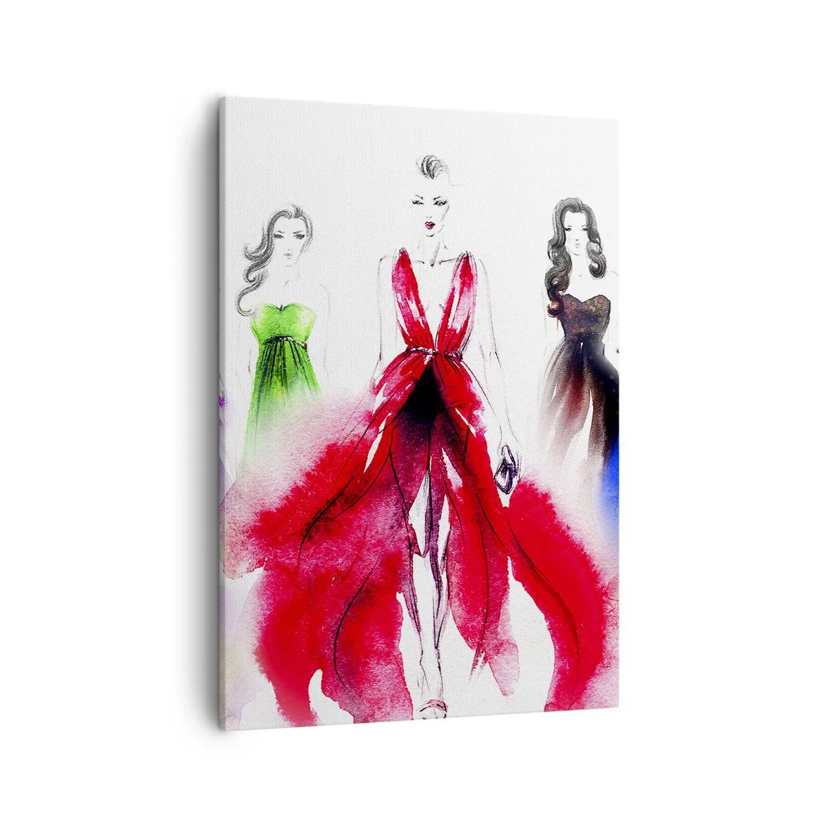 Bild auf Leinwand - Leinwandbild - Modeillustration mit Models in bunten Kleidern - 50x70cm - Stimmungen für Kostüme - Moderne Wanddekoration für Wohnzimmer und Schlafzimmer ARTTOR