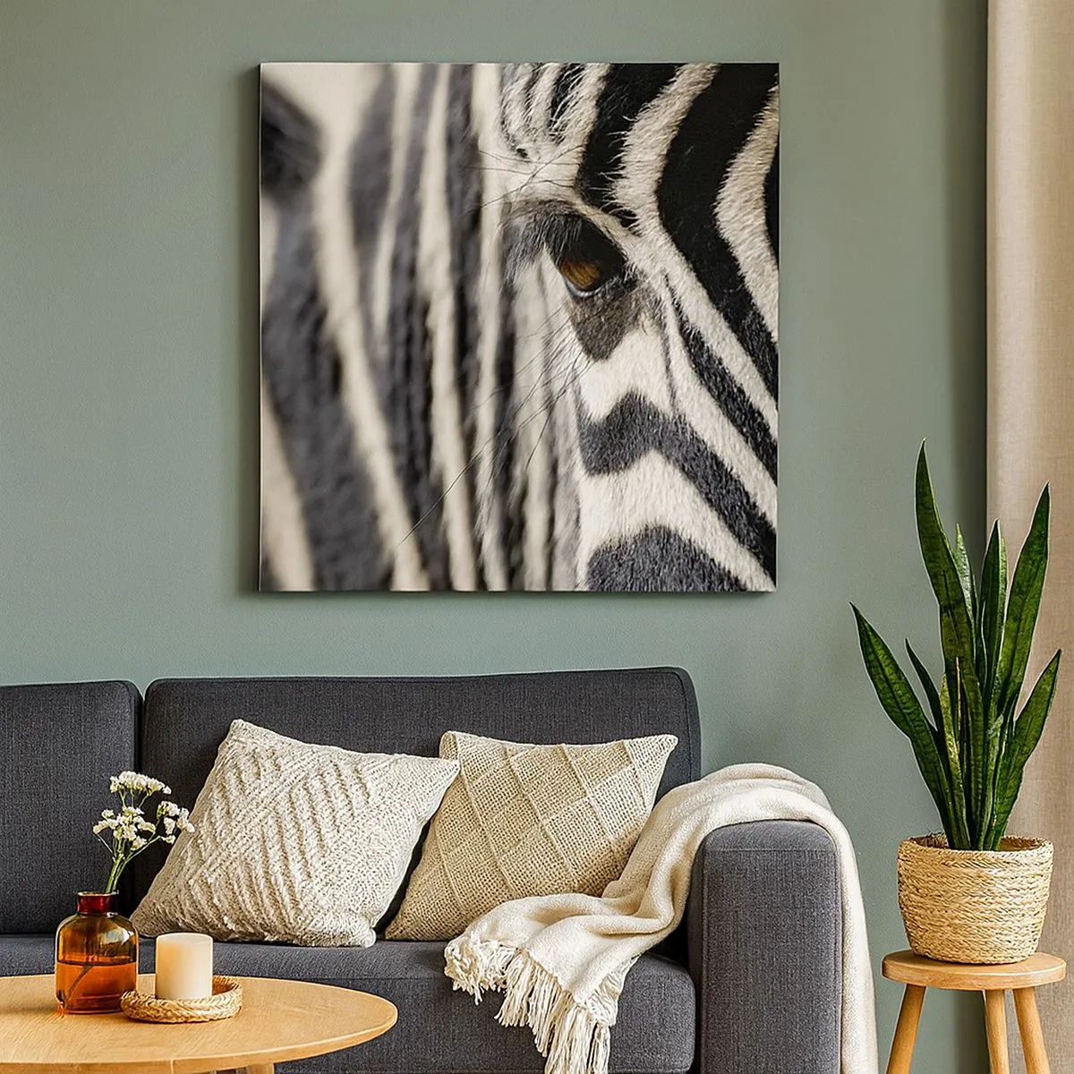 Bild auf Leinwand - Leinwandbild - Gestreiftes Porträt - 30x30 cm