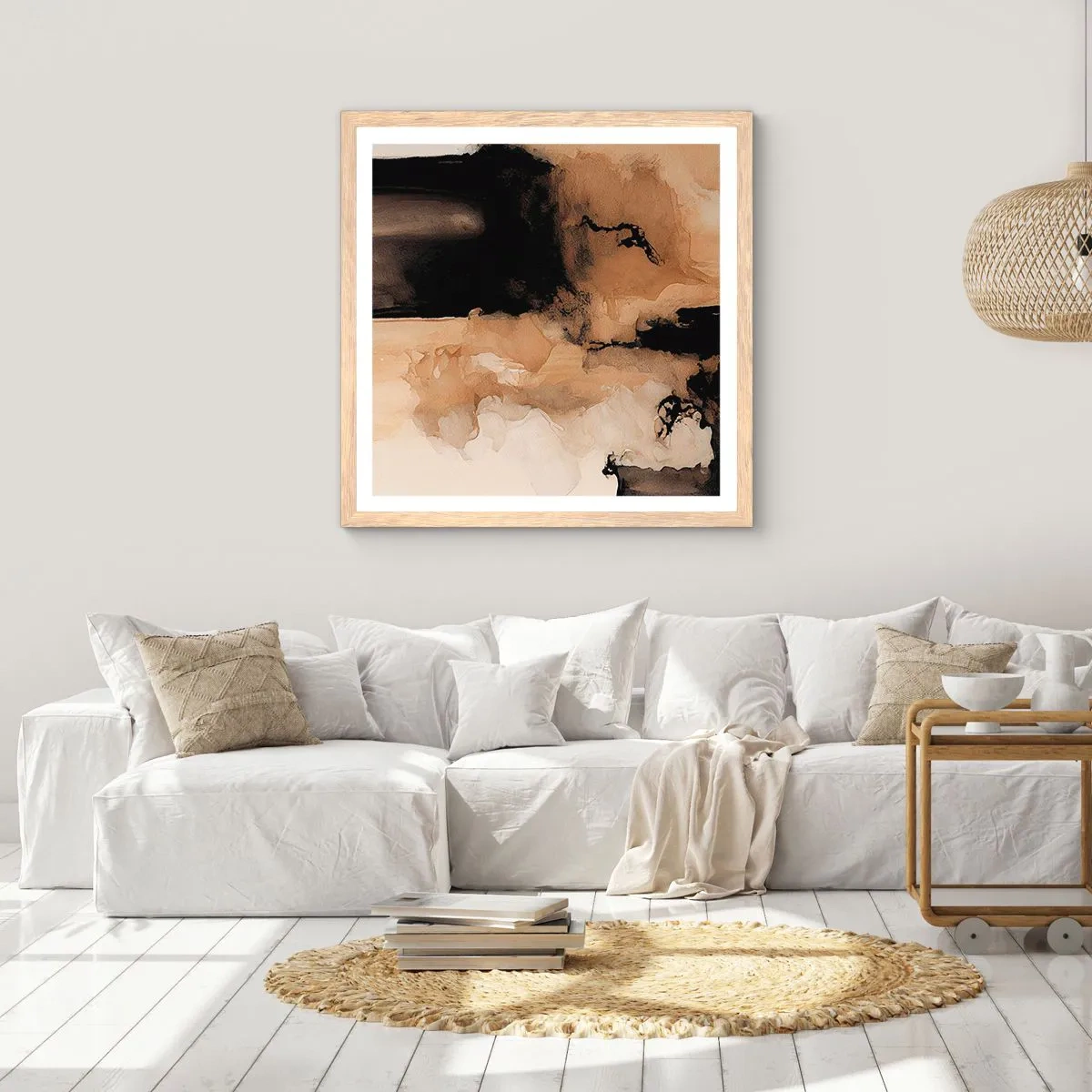 Poster in einem Rahmen aus heller Eiche - Faszinierende Abstraktion - 60x60 cm