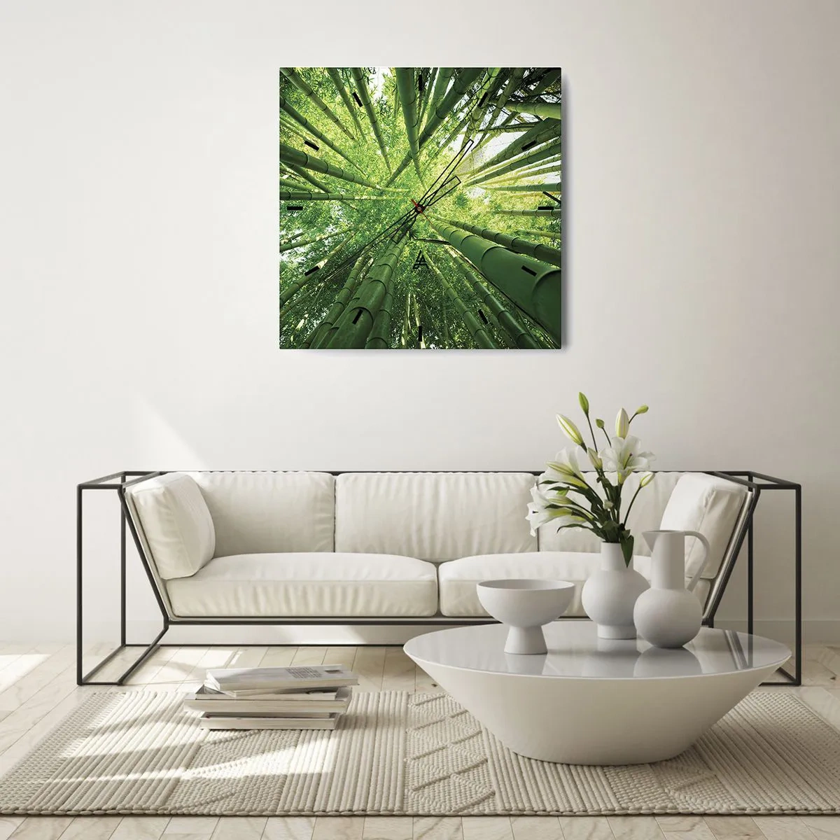 Wanduhr - Glasuhr - In einem Bambushain - 40x40 cm