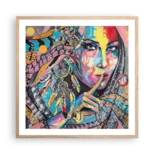 Poster in einem Rahmen aus heller Eiche - Sei still, bis du verstehst - 60x60 cm