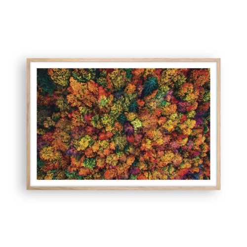 Poster in einem Rahmen aus heller Eiche - Blumenstrauß aus Herbstbäumen - 91x61 cm