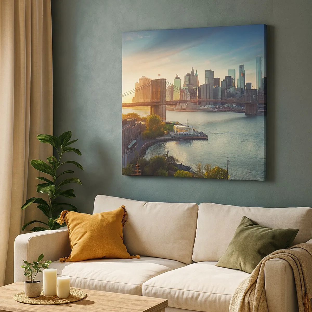 Bild auf Leinwand - Leinwandbild - Morgendämmerung der Großstadt - 30x30 cm