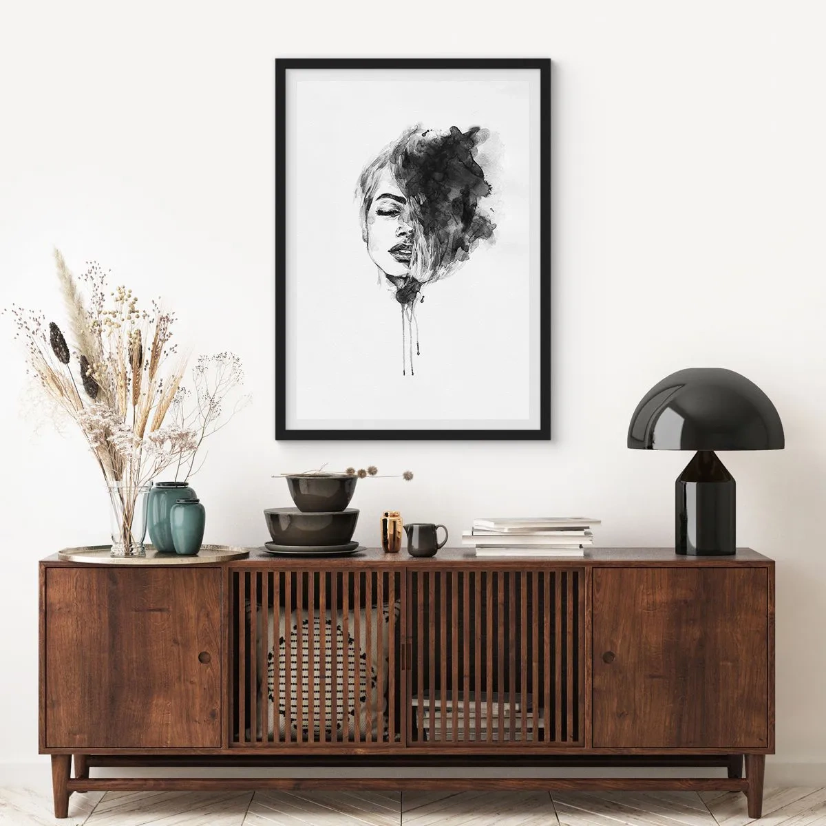 Poster in einem schwarzem Rahmen - Wovon träumt das Mädchen - 30x40 cm