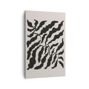 Bild auf Leinwand - Leinwandbild - Zweige mit Blättern in Schwarz auf hellem Hintergrund - 80x120cm - Natur des Quadrats - Moderne Wanddekoration für Wohnzimmer und Schlafzimmer ARTTOR