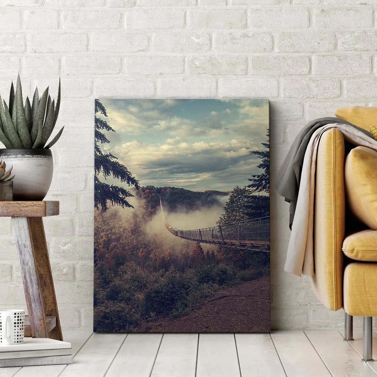 Bild auf Leinwand - Leinwandbild - Über dem Herbstwald - 45x80 cm