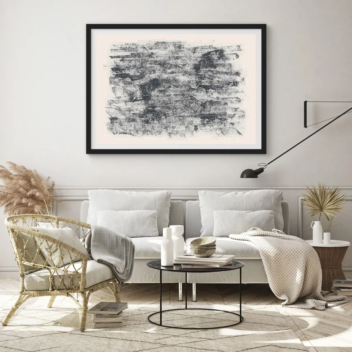 Poster in einem schwarzem Rahmen - Nebelige Komposition - 50x40 cm