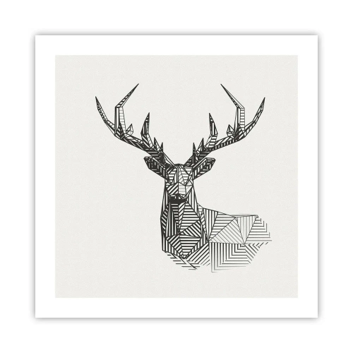 Poster - Ein Hirsch im kubistischen Stil - 50x50 cm