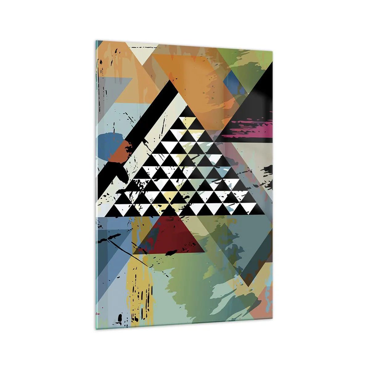 Glasbild - Bild auf glas - Eine abstrakte Komposition aus geometrischen Formen und Farben. - 70x100cm - Wie einfach ist es - Moderne Wanddekoration für Wohnzimmer und Schlafzimmer ARTTOR