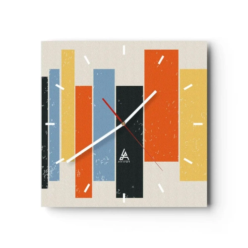 Wanduhr - Glasuhr - Musiknotation - 40x40 cm