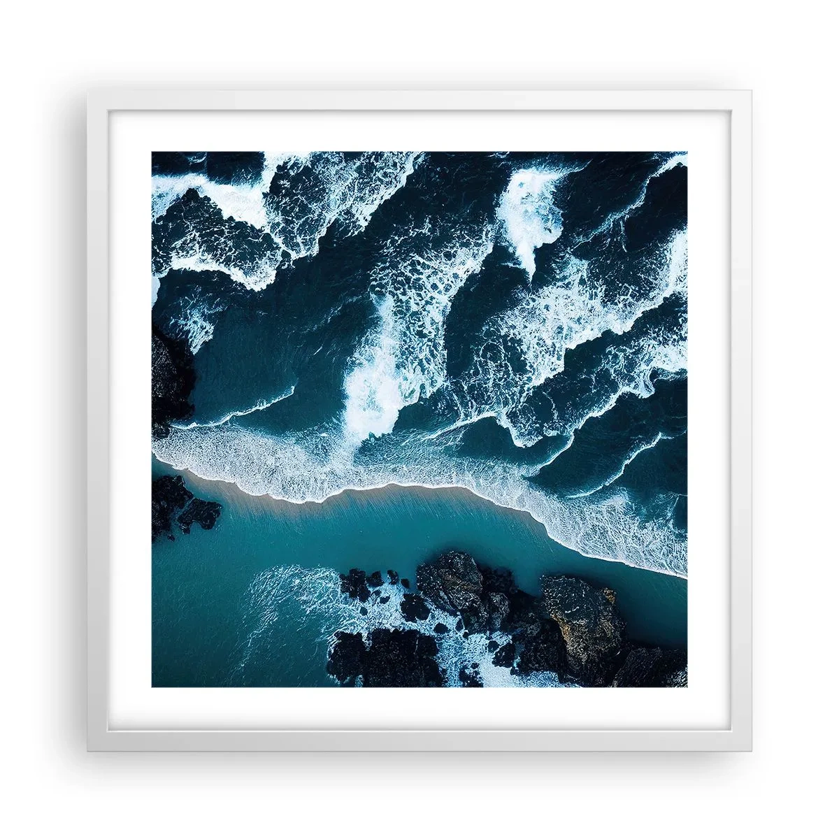 Poster in einem weißen Rahmen - In Wellen gehüllt - 50x50 cm