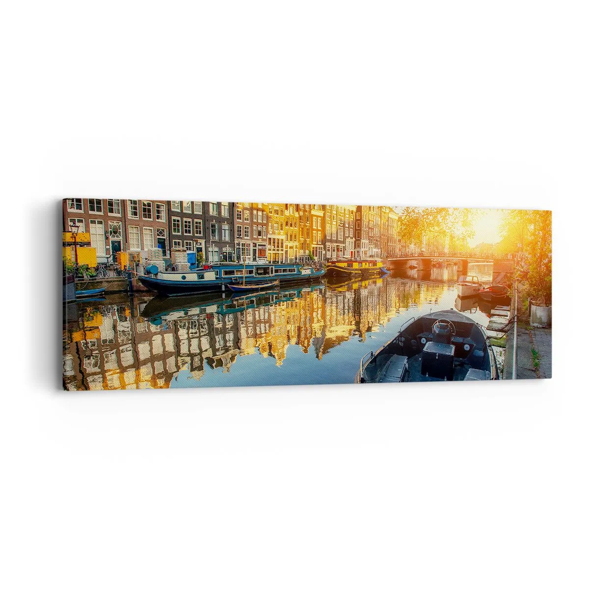 Bild auf Leinwand - Leinwandbild - Morgen in Amsterdam - 90x30 cm