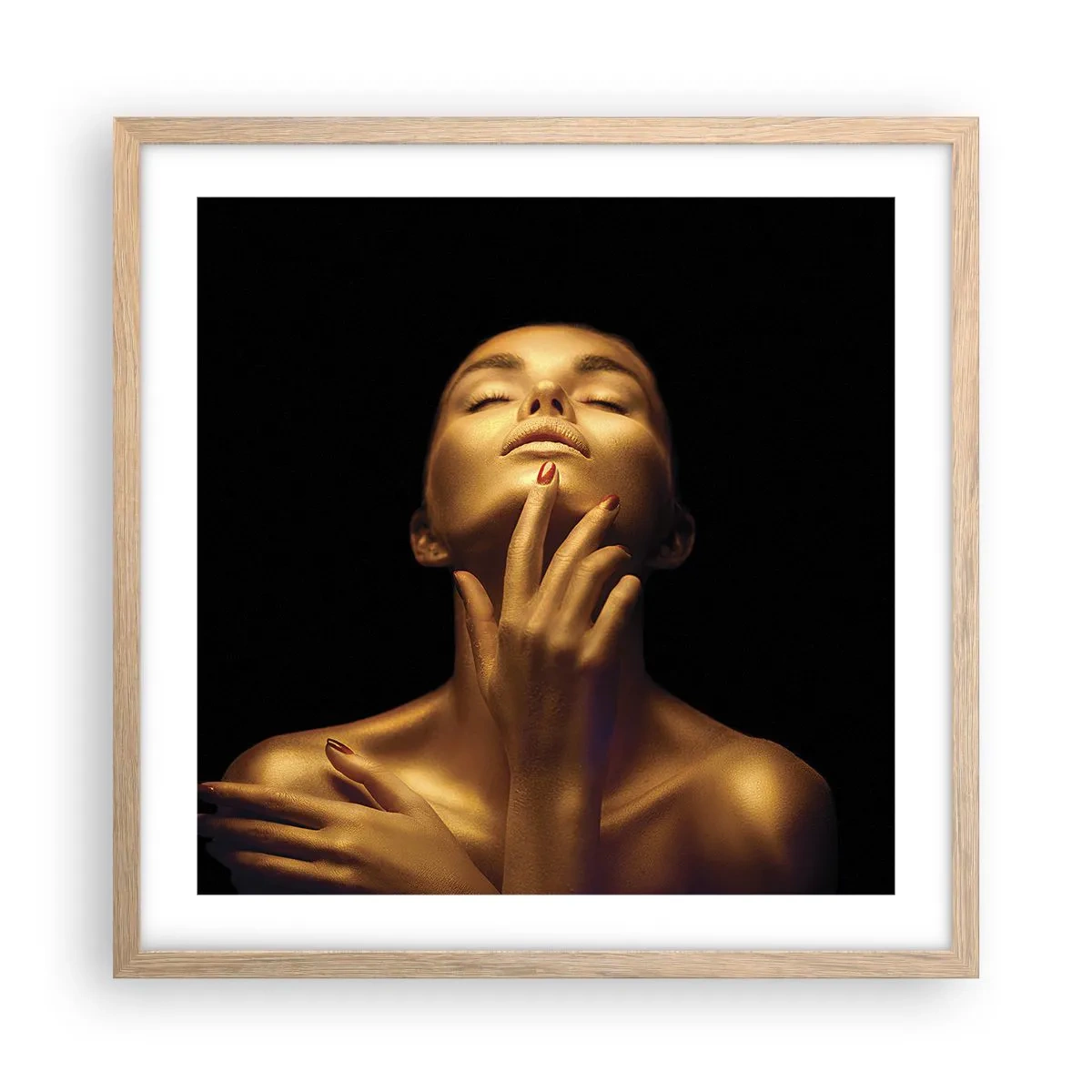 Poster in einem Rahmen aus heller Eiche - Wie goldene Seide - 50x50 cm
