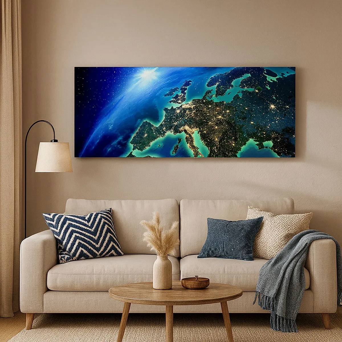 Bild auf Leinwand - Leinwandbild - Funkelndes Europa - 100x40 cm
