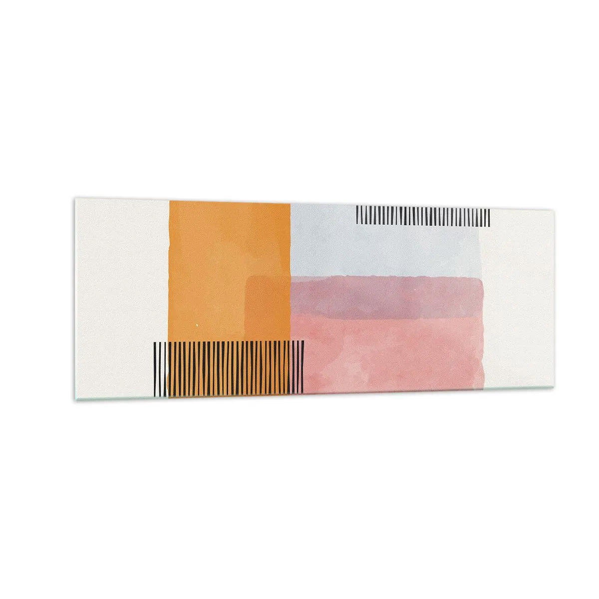 Glasbild - Bild auf glas - Geometrie in Pastellfarben mit Linien auf hellem Hintergrund - 140x50cm - Von Ecke zu Ecke - Moderne Wanddekoration für Wohnzimmer und Schlafzimmer ARTTOR