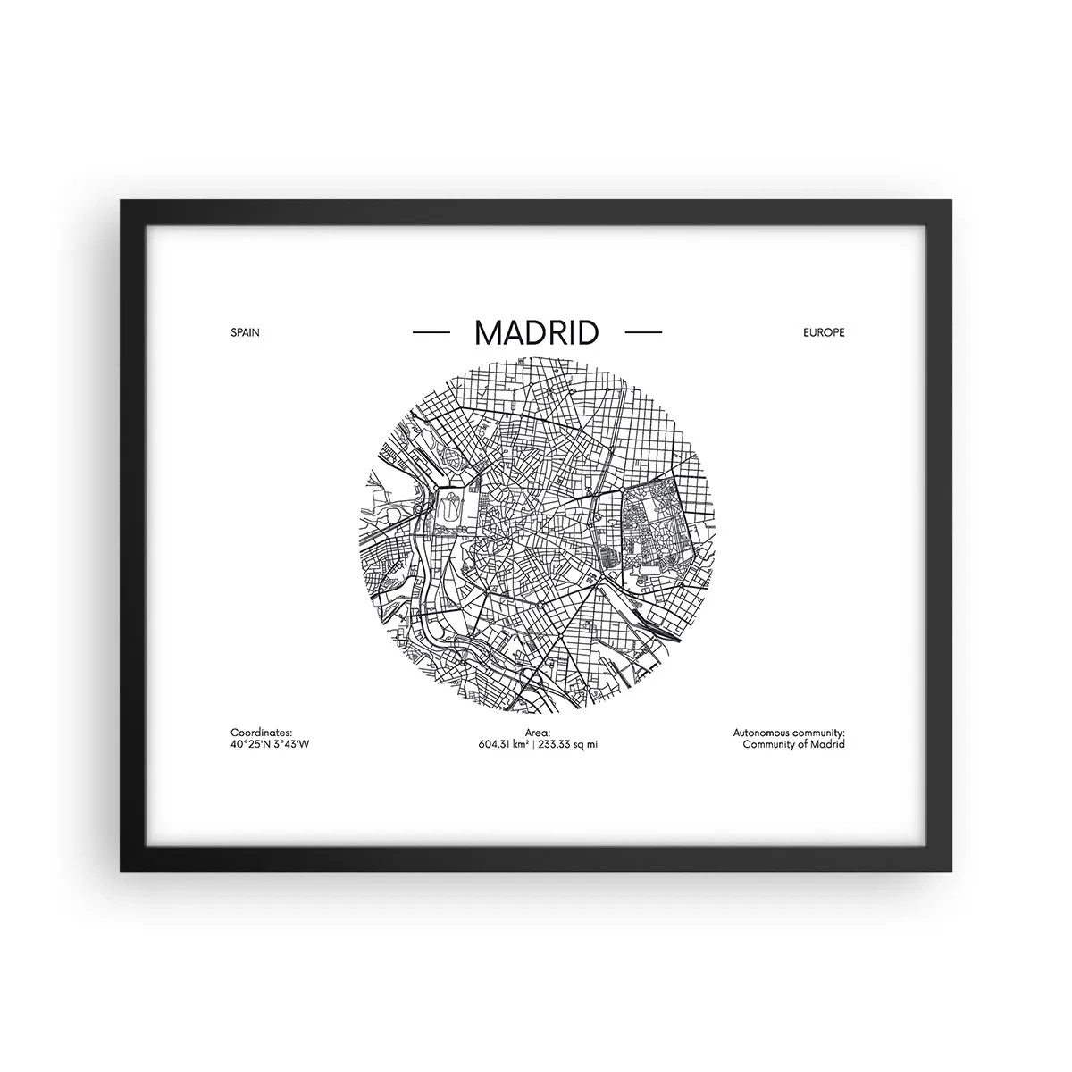 Poster in einem schwarzem Rahmen - Anatomie von Madrid - 50x40 cm