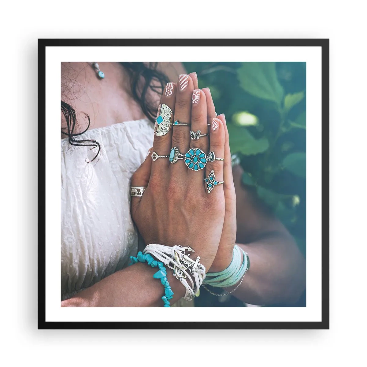 Poster in einem schwarzem Rahmen - Willkommen im Zentrum des Seins - 60x60 cm