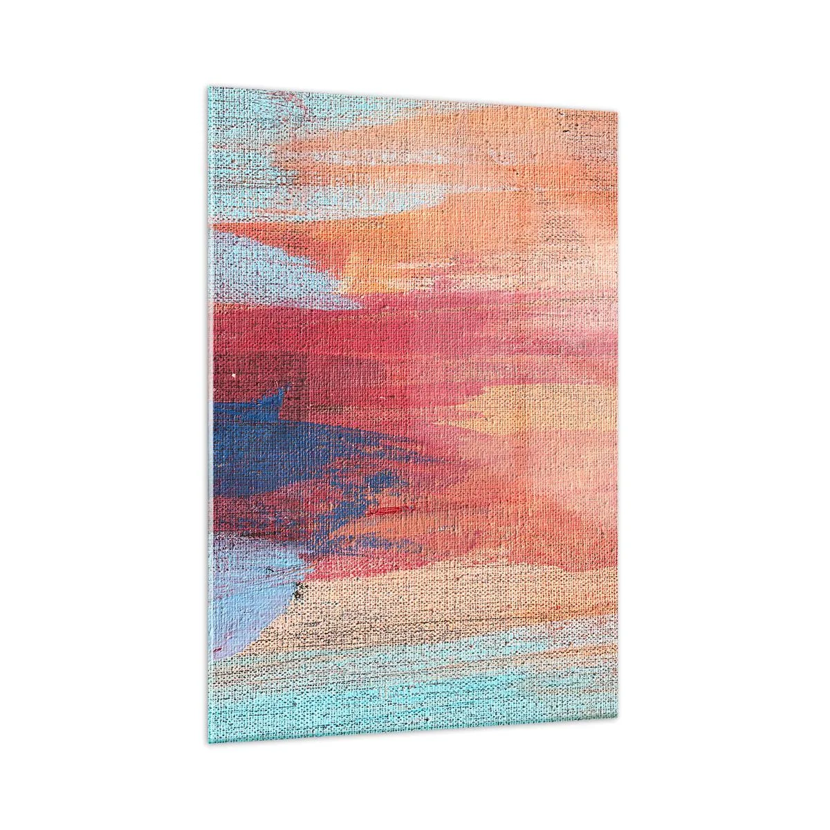 Glasbild - Bild auf glas - Bunte Farbschlieren auf der Leinwandstruktur - 50x70cm - Renne den Regenbogen hinunter - Moderne Wanddekoration für Wohnzimmer und Schlafzimmer ARTTOR