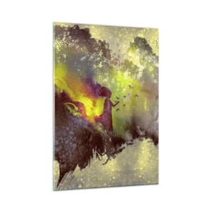 Glasbild - Bild auf glas - Das Gesichtsprofil einer Frau voller Natur und farbenfroher Effekte. - 50x70cm - Mutter Natur - Moderne Wanddekoration für Wohnzimmer und Schlafzimmer ARTTOR