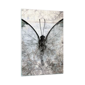 Glasbild - Bild auf glas - Abstrakter Schmetterling auf dem Hintergrund eines alten Ornaments - 50x70cm - Im Jugendstil - Moderne Wanddekoration für Wohnzimmer und Schlafzimmer ARTTOR
