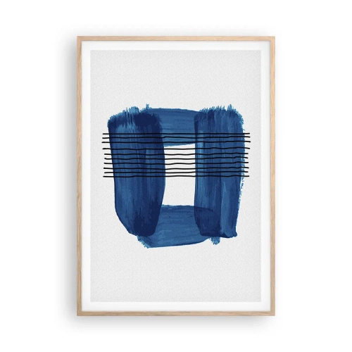 Poster in einem Rahmen aus heller Eiche - Blaue und schwarze Komposition - 70x100 cm