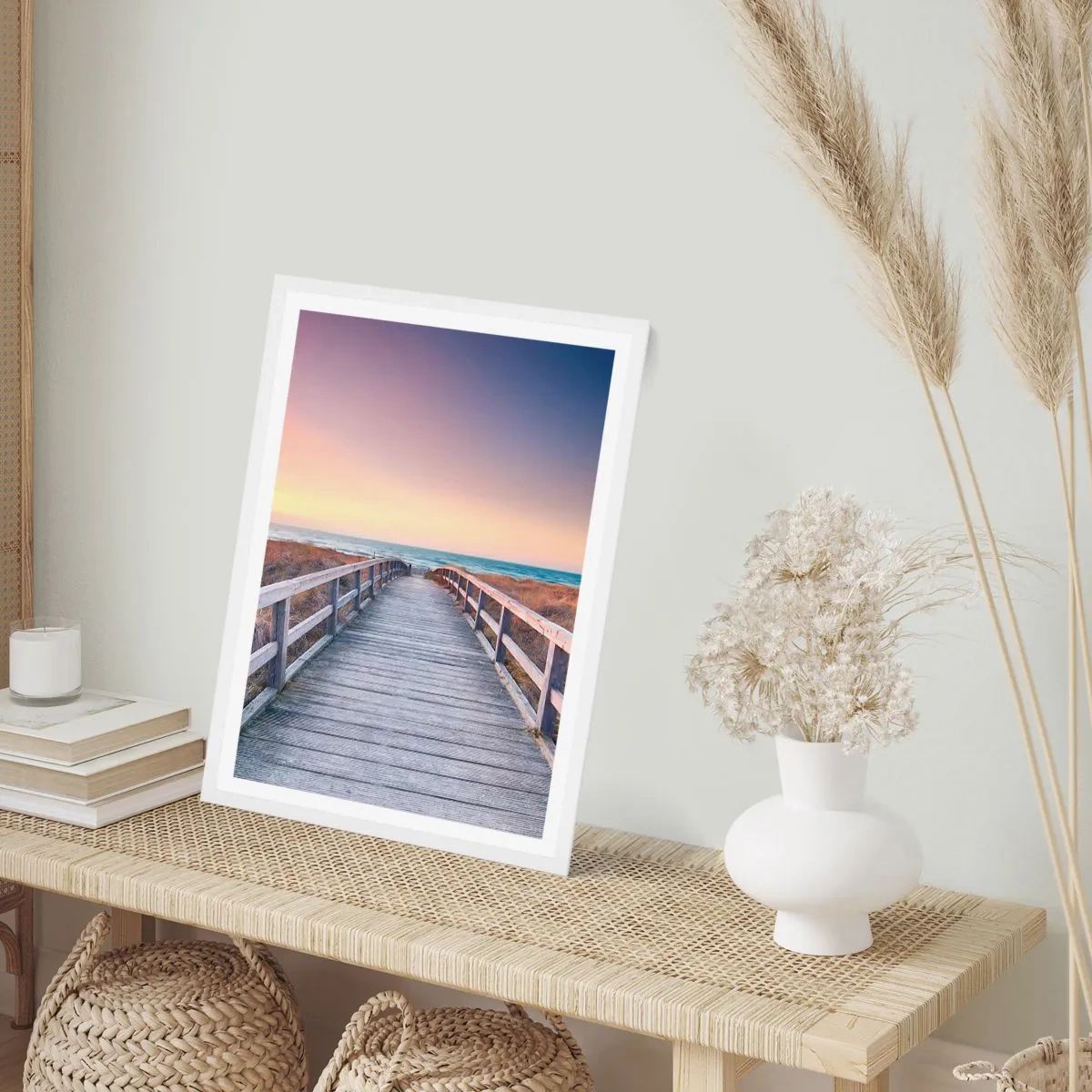 Poster in einem weißen Rahmen - Baltische Abend-Aurora - 70x100 cm