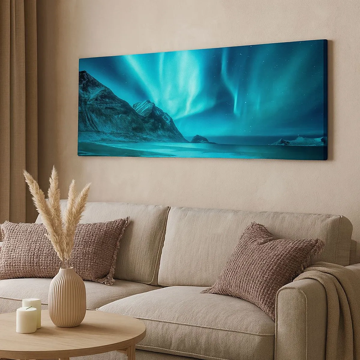 Bild auf Leinwand - Leinwandbild - Wunder des Nordens - 100x40 cm