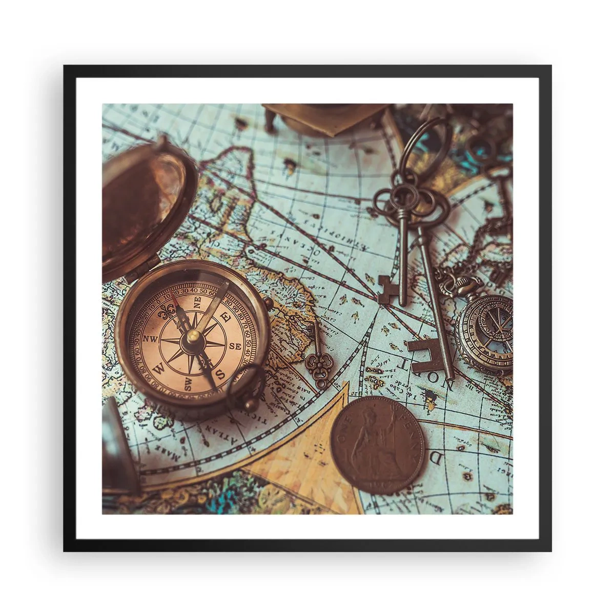 Poster in einem schwarzem Rahmen - Für den Abenteurer - 60x60 cm