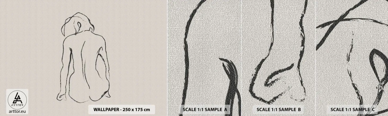 Fototapeten Muster Premium Canvas - Mädchenakt - Akt, Linie, Zeichnung - 100x30 cm