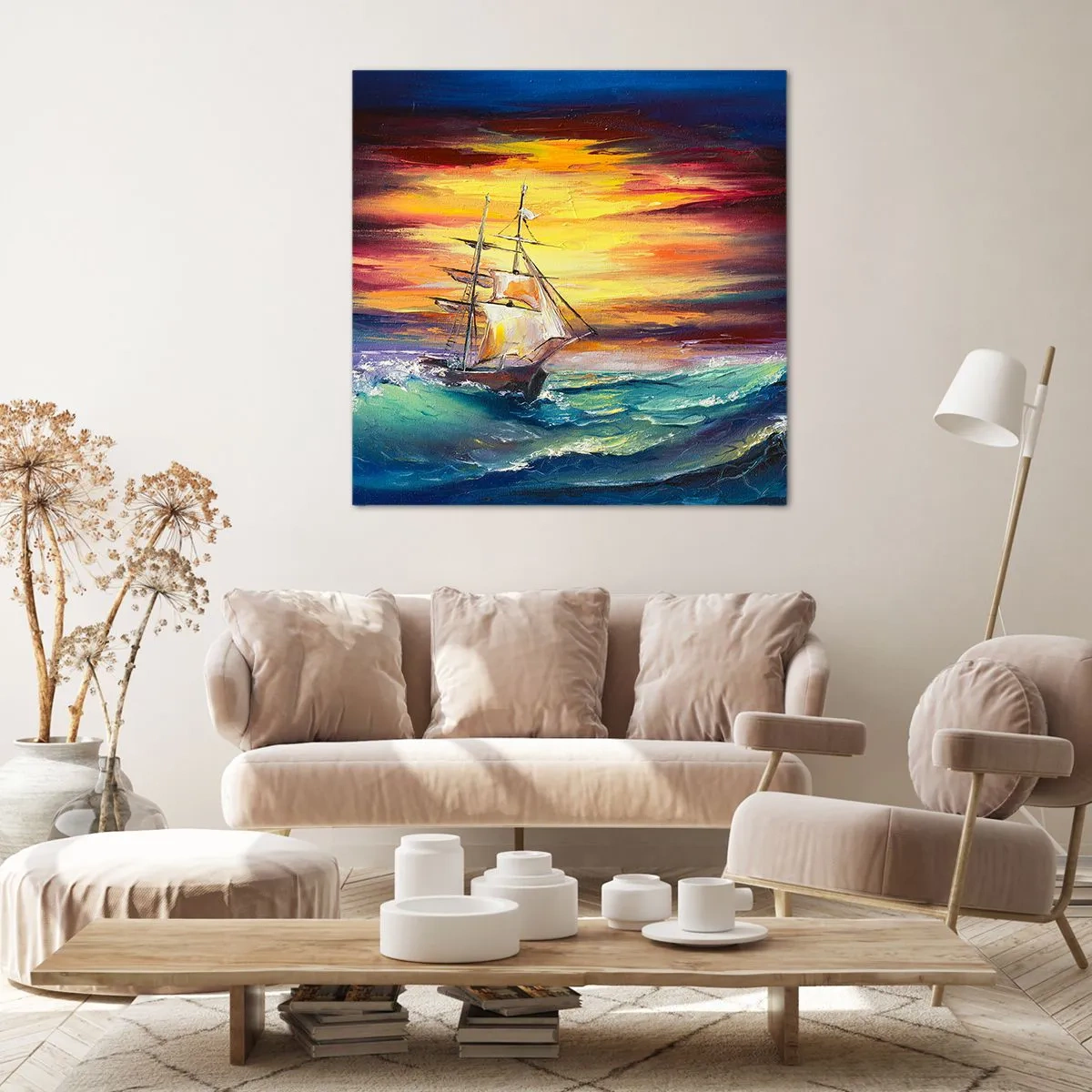 Bild auf Leinwand - Leinwandbild - Tapfer unter den Wellen - 60x60 cm