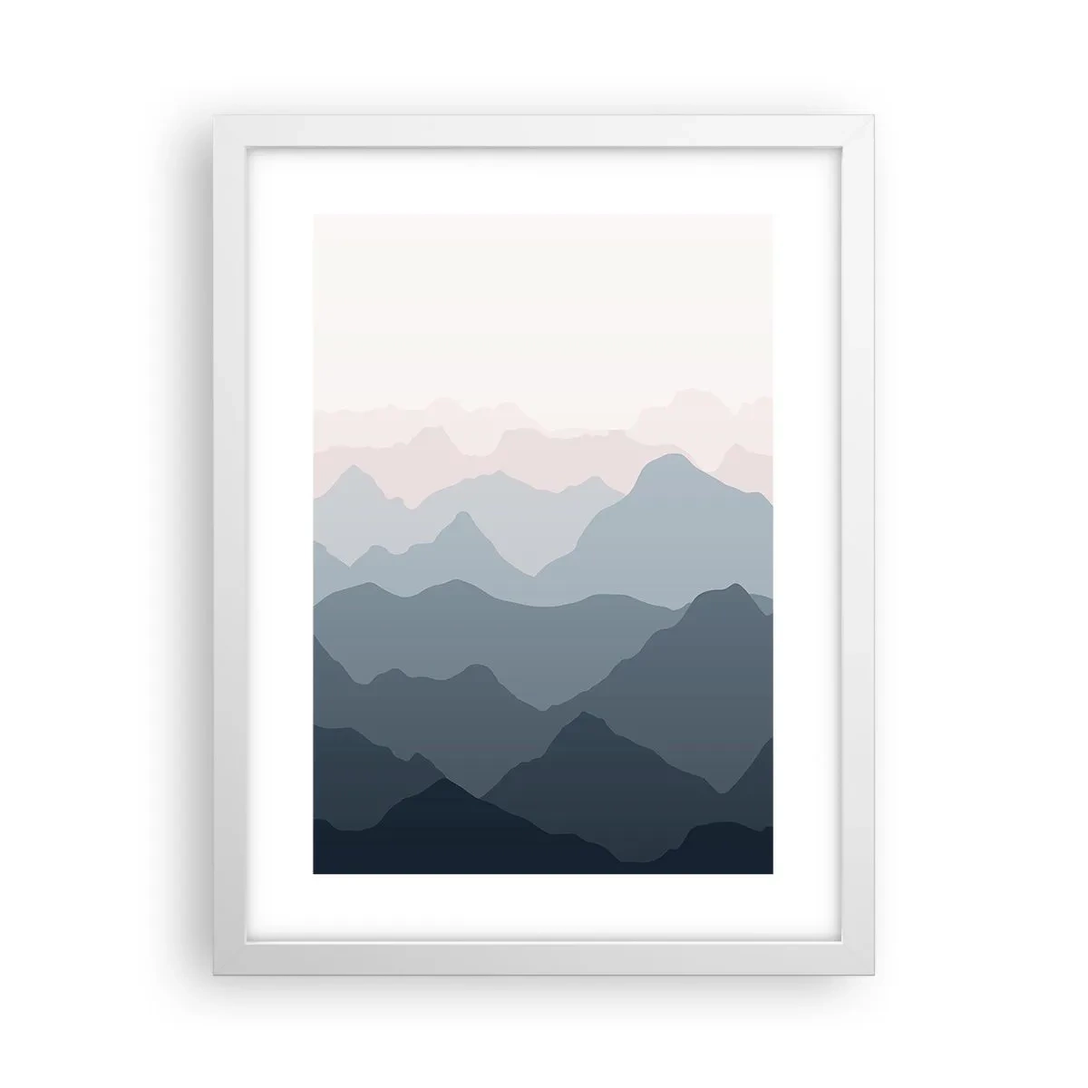 Poster in einem weißen Rahmen - Wellen der Berge - 30x40 cm