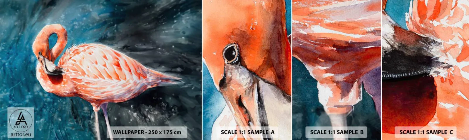 Fototapetenmuster Standard Eco - Von Natur aus dekorativ - Flamingo, Vogel, Natur - 100x30 cm