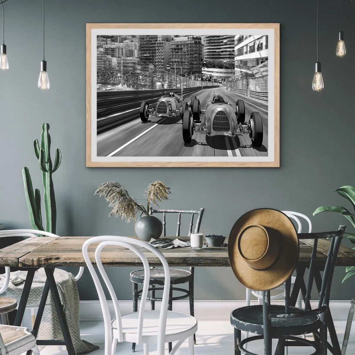 Poster in einem Rahmen aus heller Eiche - Vor langer Zeit in Monte Carlo - 91x61 cm