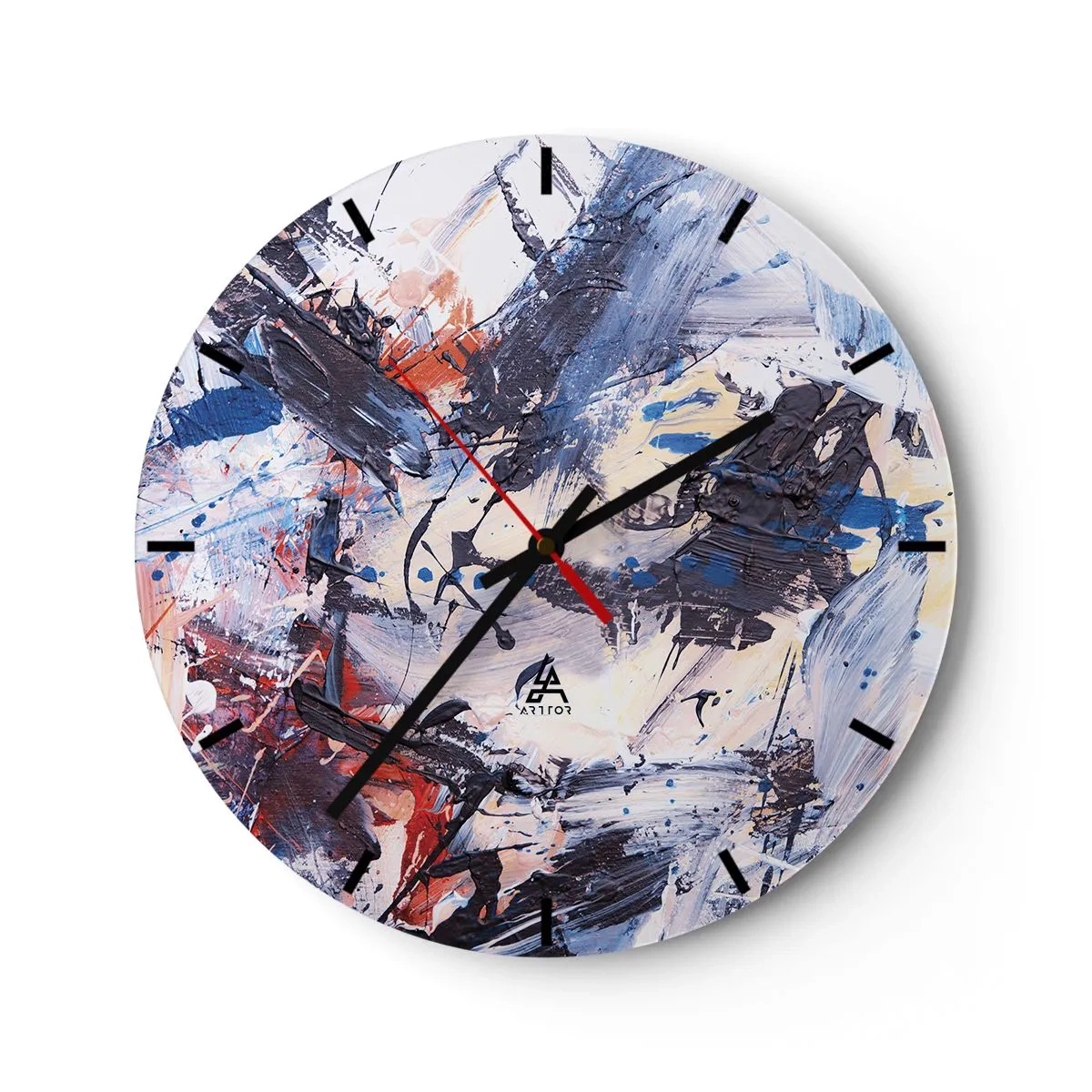 Wanduhr - Glasuhr - Verrückter Tanz der Abstraktion - 40x40 cm