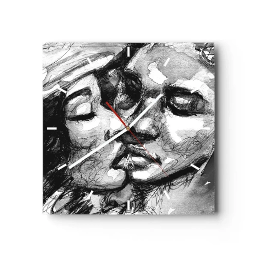 Wanduhr - Glasuhr - Zärtlicher Moment - 40x40 cm