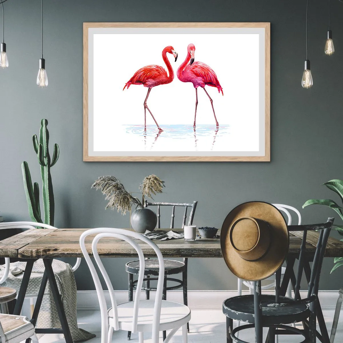 Poster in einem Rahmen aus heller Eiche - Rosa randez-vous - 40x30 cm