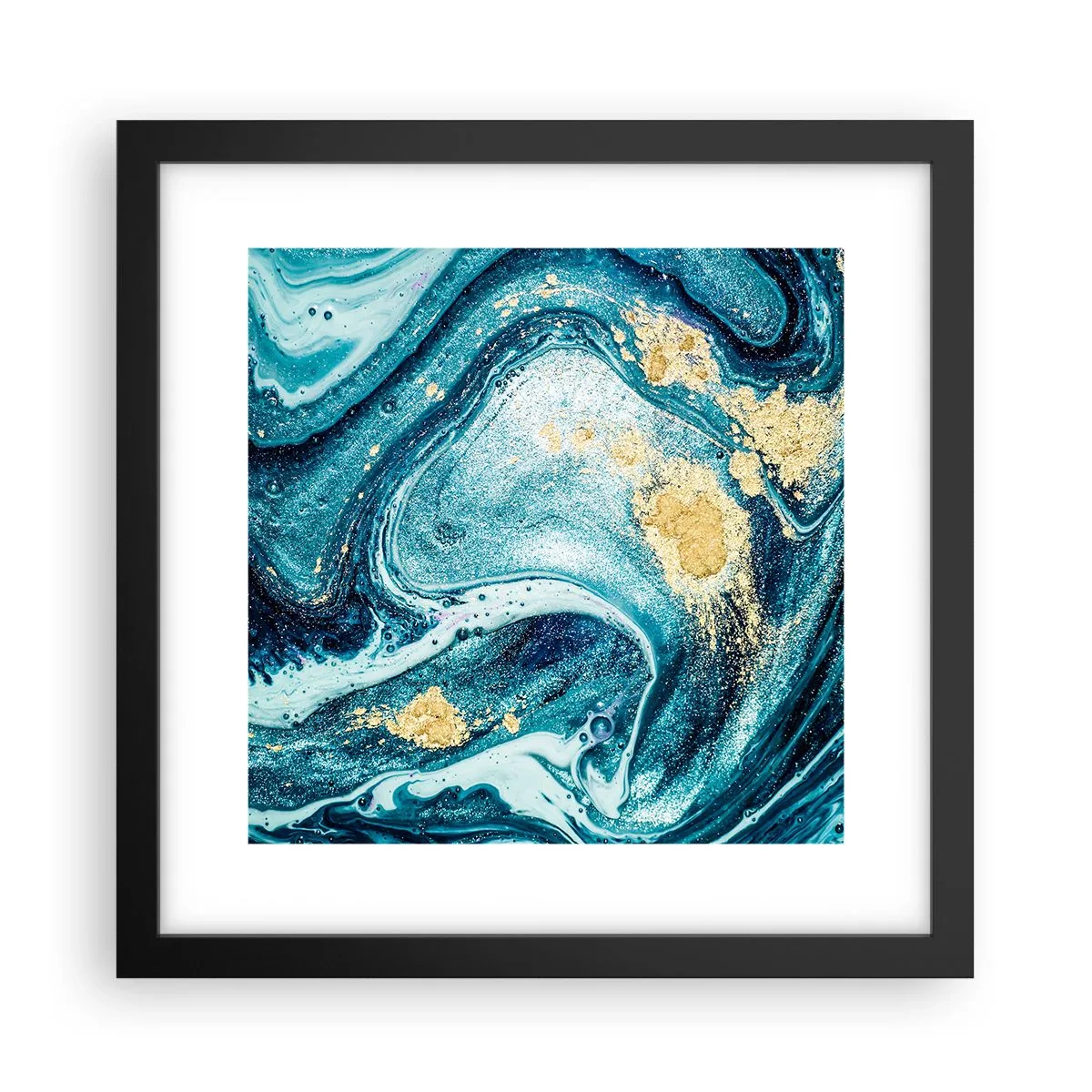 Poster in einem schwarzem Rahmen - Blauer Wirbel - 30x30 cm